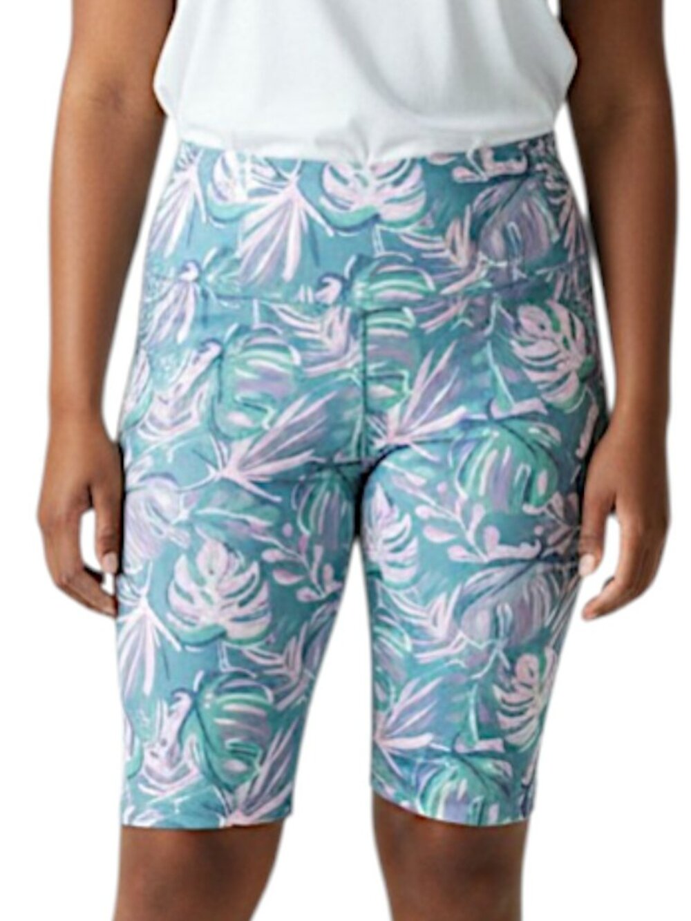 UV Skinz NWT Pastel Leaf Print Bermuda Swim Shorts Women's Size 3XL